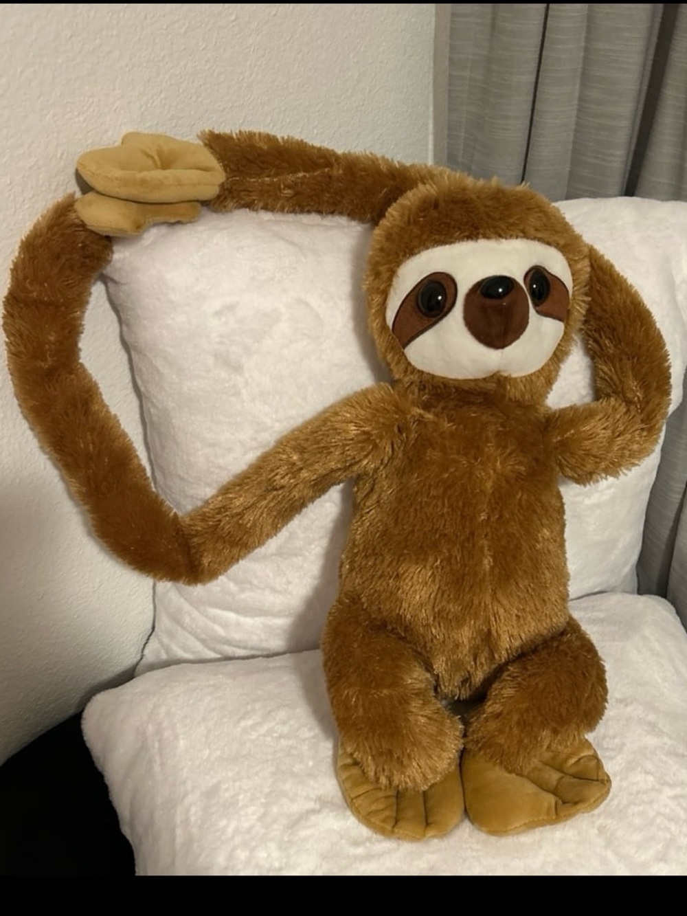 Large Hanging Sloth Plush 40” Huggable Stuffed Animal w/Velcro Hands